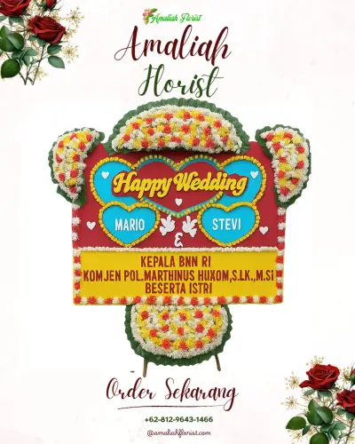 Karangan Papan Bunga Pernikahan di Mangasa